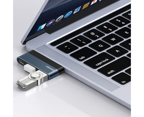 Переходник HUB Usams US-SJ490 Type-C Mini Hub (2USB port + Type-C) Темно-серый