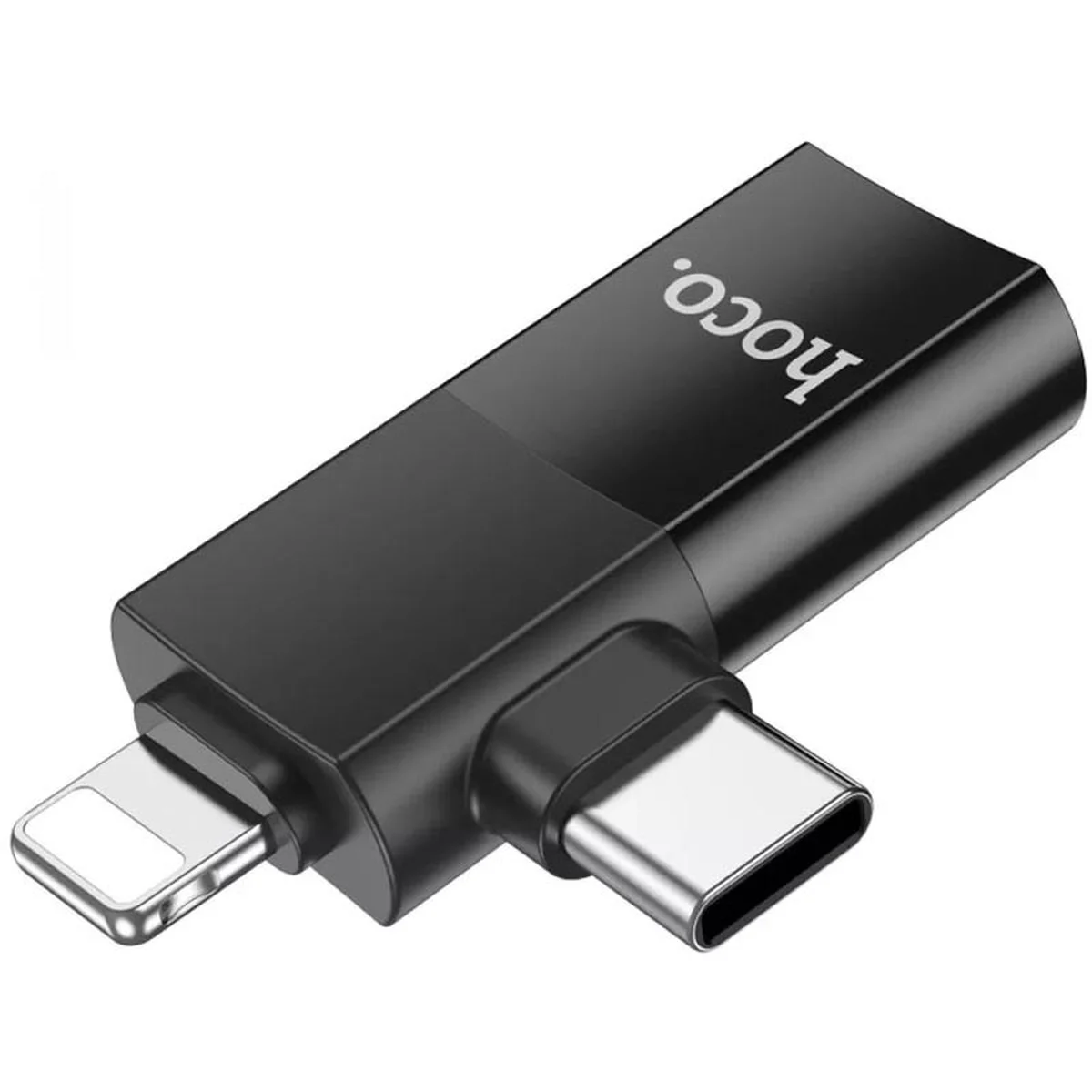 Переходник Hoco UA17 2in1 Lightning Male/Type-C Male to USB female Black