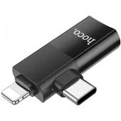 Переходник Hoco UA17 2in1 Lightning Male/Type-C Male to USB female Black