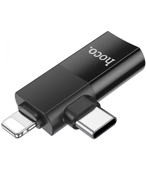 Переходник Hoco UA17 2in1 Lightning Male/Type-C Male to USB female Black