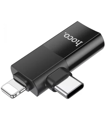 Перехідник Hoco UA17 2in1 Lightning Male/Type-C Male to USB female Black