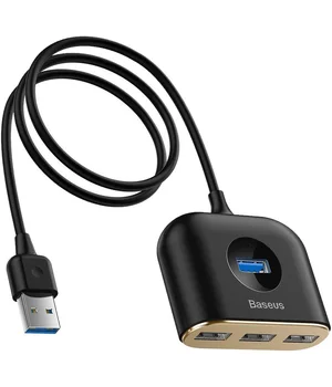 Переходник HUB Baseus Square round 4-in-1 UBS3.0 1m (CAHUB-AY) Black