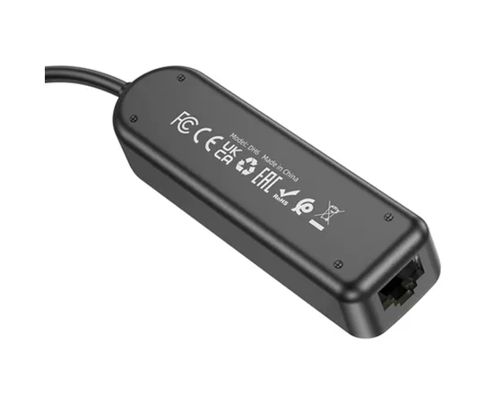 Переходник Borofone DH6 Erudite 4in1 Gigabit Ethernet (Type-C to USB3.0*3+RJ45) (0.2m) Black