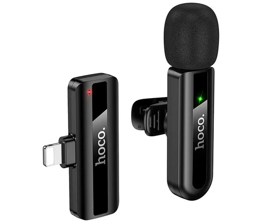 Петличний бездротовий мікрофон Hoco L20 Fair Lightning Black
