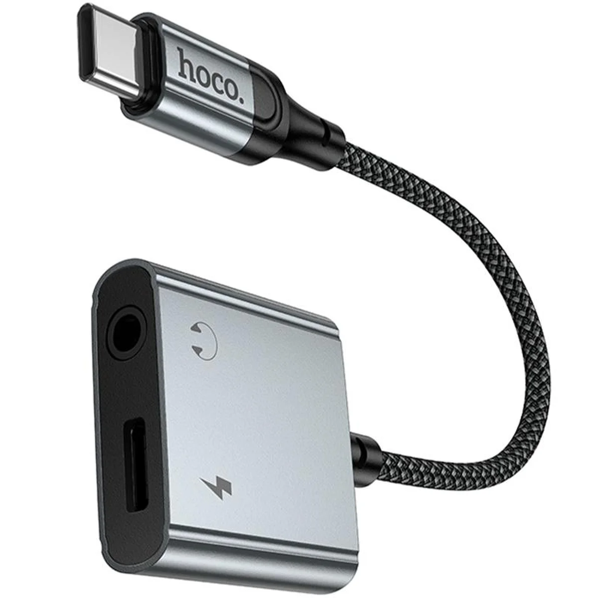 Переходник Hoco UPA34 Type-C to Type-C + 3.5mm Metal gray