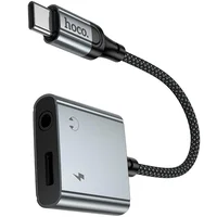 Переходник Hoco UPA34 Type-C to Type-C + 3.5mm Metal gray