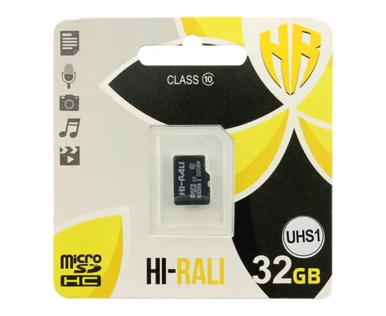 Карта памяти Hi-Rali microSDHC (UHS-1) 32 GB class 10 (без адаптера) Черный