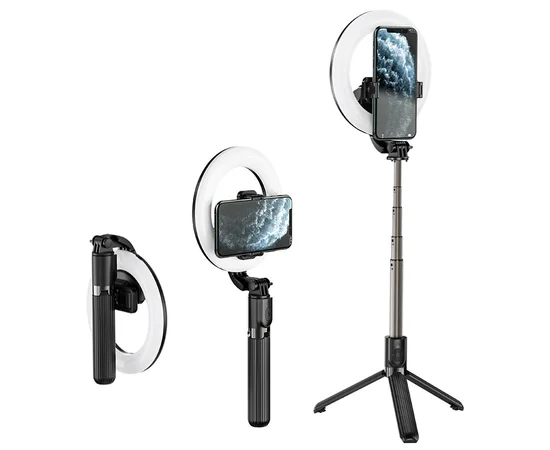 Кольцевая лампа с держателем Hoco LV03 Черный