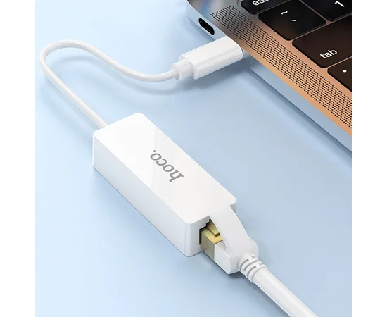 Переходник Hoco UA22 Acquire Type-C ethernet adapter (100 Mbps) White