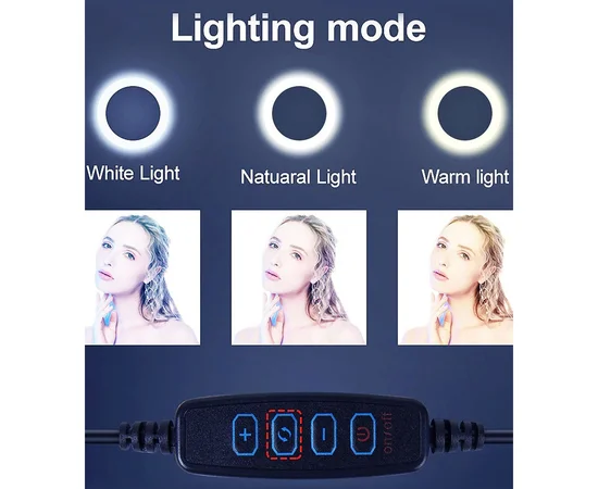 Кольцевая лампа M-15 25см с держателем, без подставки Черный