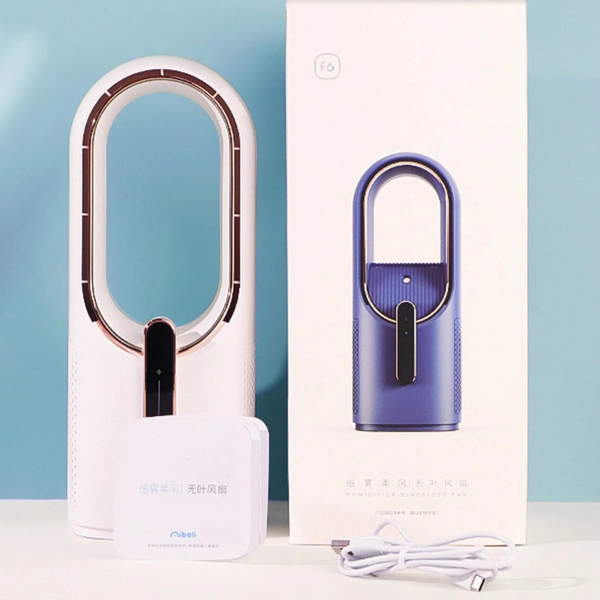 Настільний вентилятор F6 2in1 з зволожувачем повітря 2200mAh White