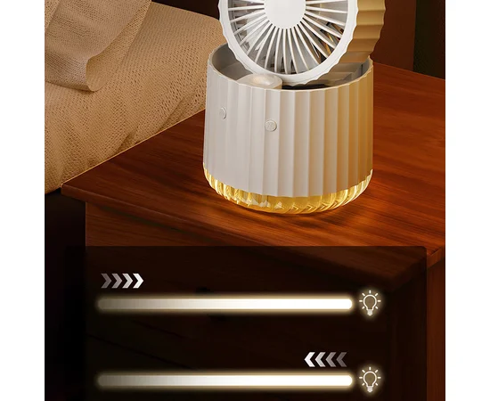 Настольный вентилятор Rapid Cooling 3in1 с водяным охлаждением и подсветкой 1200 mAh White