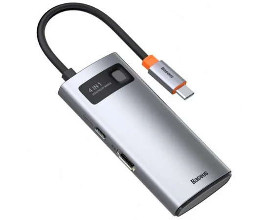 Перехідник HUB Baseus Metal Gleam Series 4-in-1 Type-C (CAHUB-CY) Gray