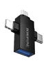 Переходник Borofone BV26D 3in1 Lightning male/Type-C male/Micro male to USB2.0 female Black