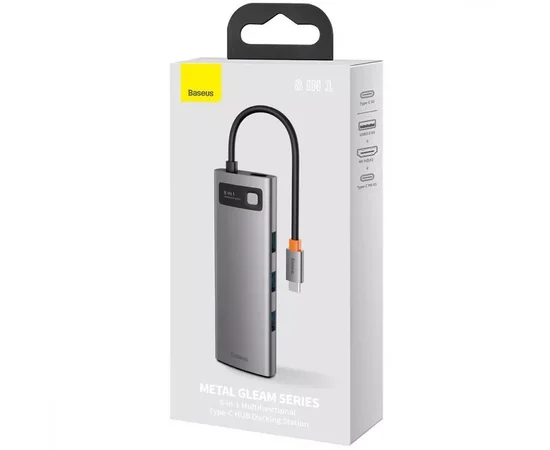 Переходник HUB Baseus Metal Gleam Series 8-in-1 Multifunctional Type-C (CAHUB-CV0G) Gray