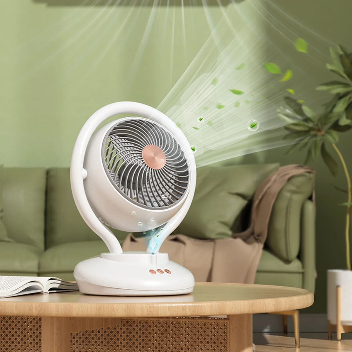 Настольный вентилятор F12 с отрицательной ионизацией 6000mAh White