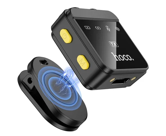 Петличный беспроводной микрофон Hoco L17 Dual-mic magnetic (Lightning/Type-C) Black