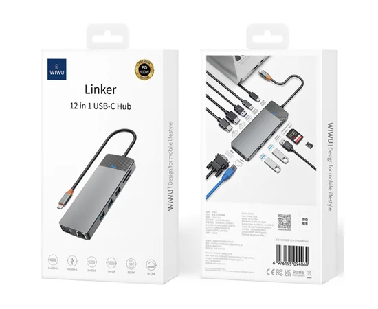 Переходник HUB WIWU Linker Series 12 in 1 Pro Grey