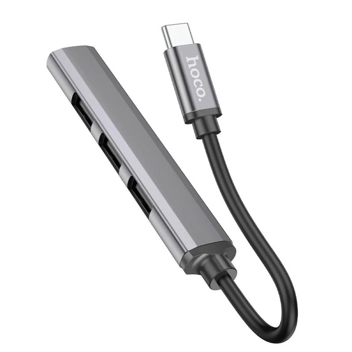 Переходник Hoco HB26 4in1 (Type-C to USB3.0+USB2.0*3) Metal gray