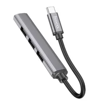 Переходник Hoco HB26 4in1 (Type-C to USB3.0+USB2.0*3) Metal gray