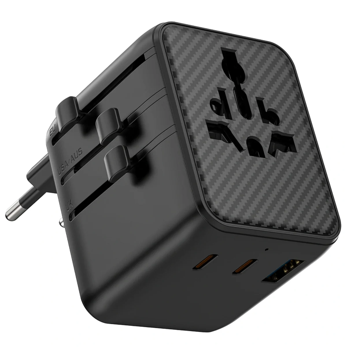 Сетевой универсальный переходник WIWU UA011 Warrior GaN 25W + 1USB-A/2C Black