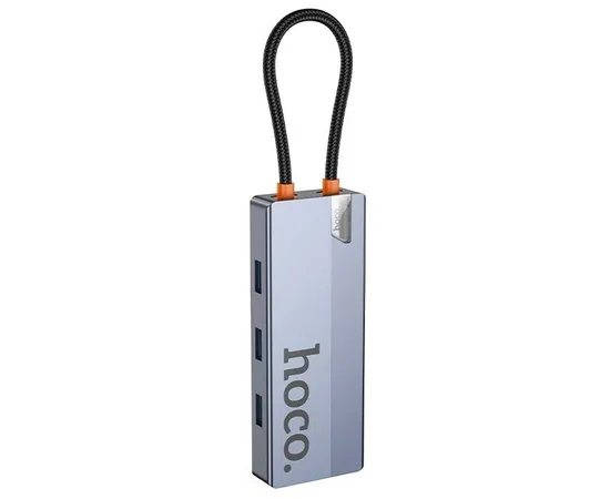 Переходник HUB Hoco HB51 Wow 6in1 (Type-C to HDTV+RJ45+PD+3xUSB3.0) Deep space gray