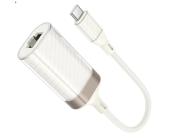 Переходник Hoco UA41B Crystal Type-C to RJ45 100 Mbs (0.15m) Apricot