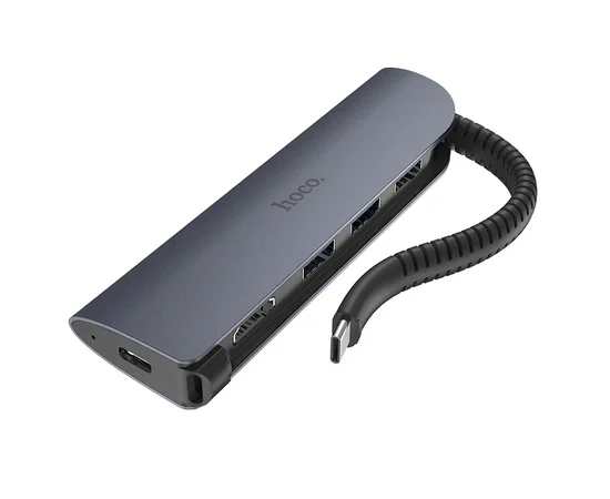 Переходник HUB Hoco HB13 Type-C Серый