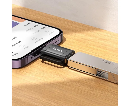 Переходник Hoco UA31A OTG Lightning male to USB female Black