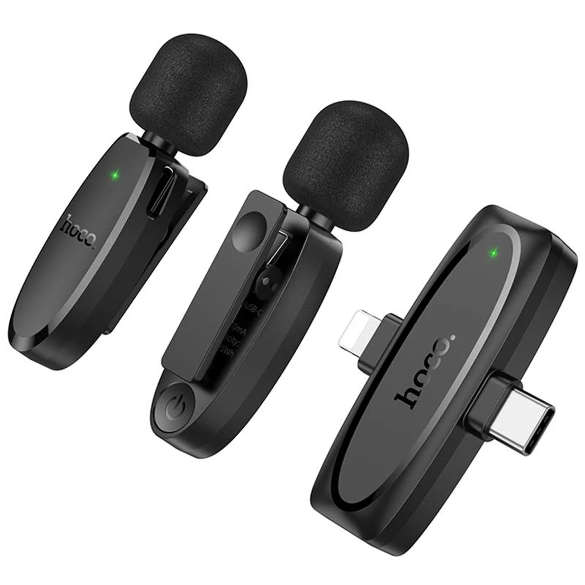 Петличный беспроводной микрофон Hoco L15 Dual-mic clip-on wireless digital (Lightning/Type-C) Black