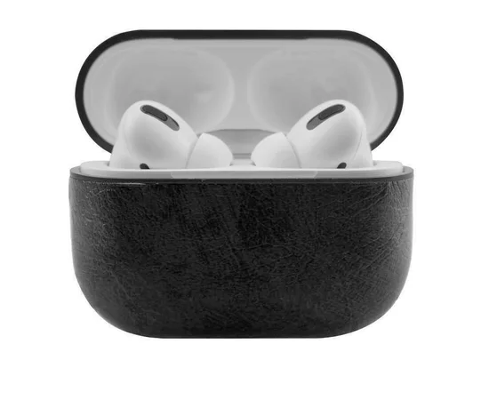 Кожаный футляр Leather series для наушников AirPods Pro Черный