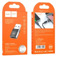 Переходник Hoco UA17 USB Male to Type-C Female USB2.0 Черный