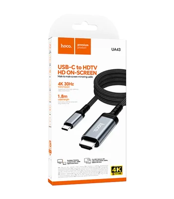 Переходник Hoco UA43 Type-C to HDTV HD (1.8m) Metal gray