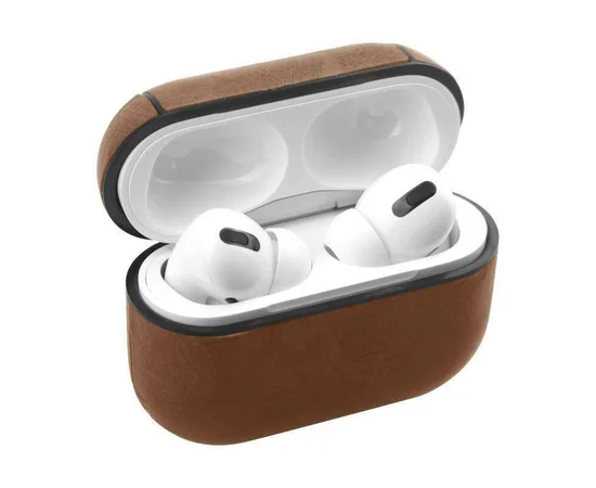 Кожаный футляр Leather series для наушников AirPods Pro Светло-коричневый