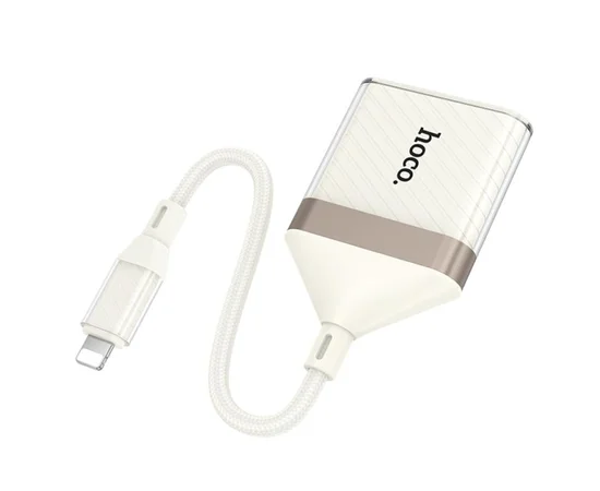 Перехідник Hoco UA40 Crystal 2in1 Lightning to SD/TF (0.15m) Apricot