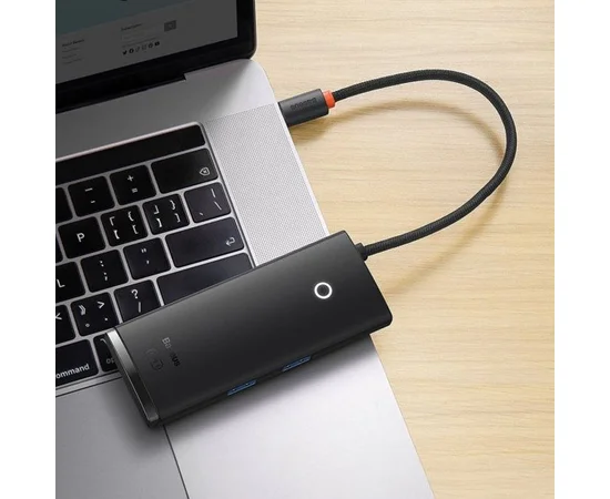 Перехідник HUB Baseus Lite Series 6in1 (Type-C to HDMI + 2xUSB 3.0 + PD+SD/TF) (WKQX05) Black