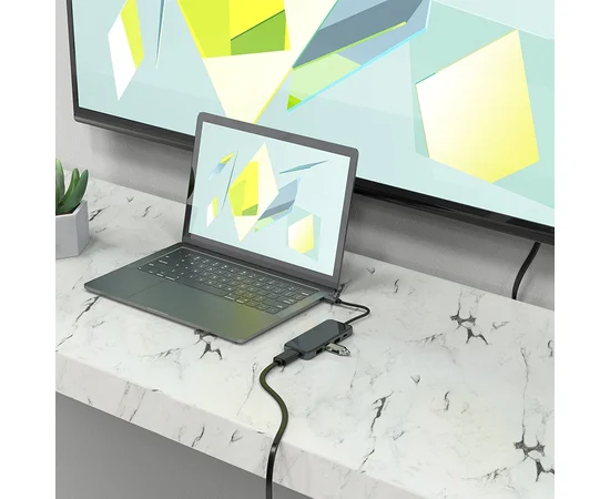 Переходник HUB Hoco HB15 Type-C to USB3.0+HDMI+PD Серый