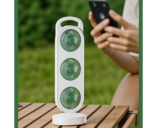 Настольный вентилятор Three Head Fan 1200 mAh Green