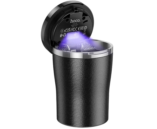 Автомобильная пепельница Hoco ZP9 Solar с крышкой Black