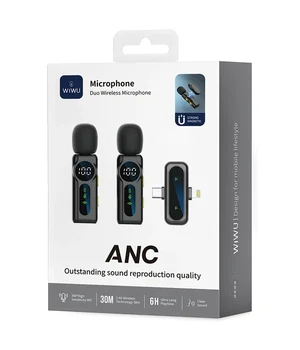 Петличный беспроводной микрофон WIWU WM007 Dual-mic (Lightning/Type-C) Black
