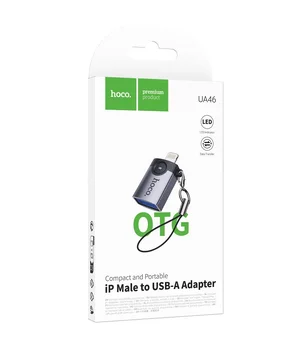 Переходник Hoco UA46 Lightning Male to USB Female USB2.0 Metal gray