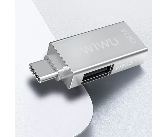 Переходник HUB WIWU T02 USB Type-C Серебряный
