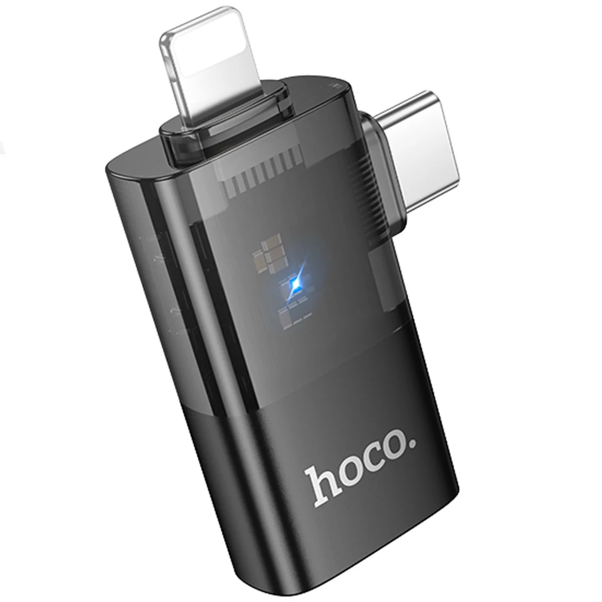 Переходник Hoco UA36E Combo 2-in-1 (Type-C/Lightning to USB2.0) Black