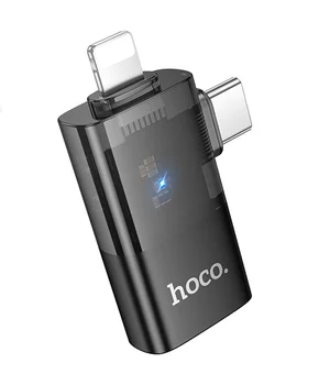 Переходник Hoco UA36E Combo 2-in-1 (Type-C/Lightning to USB2.0) Black