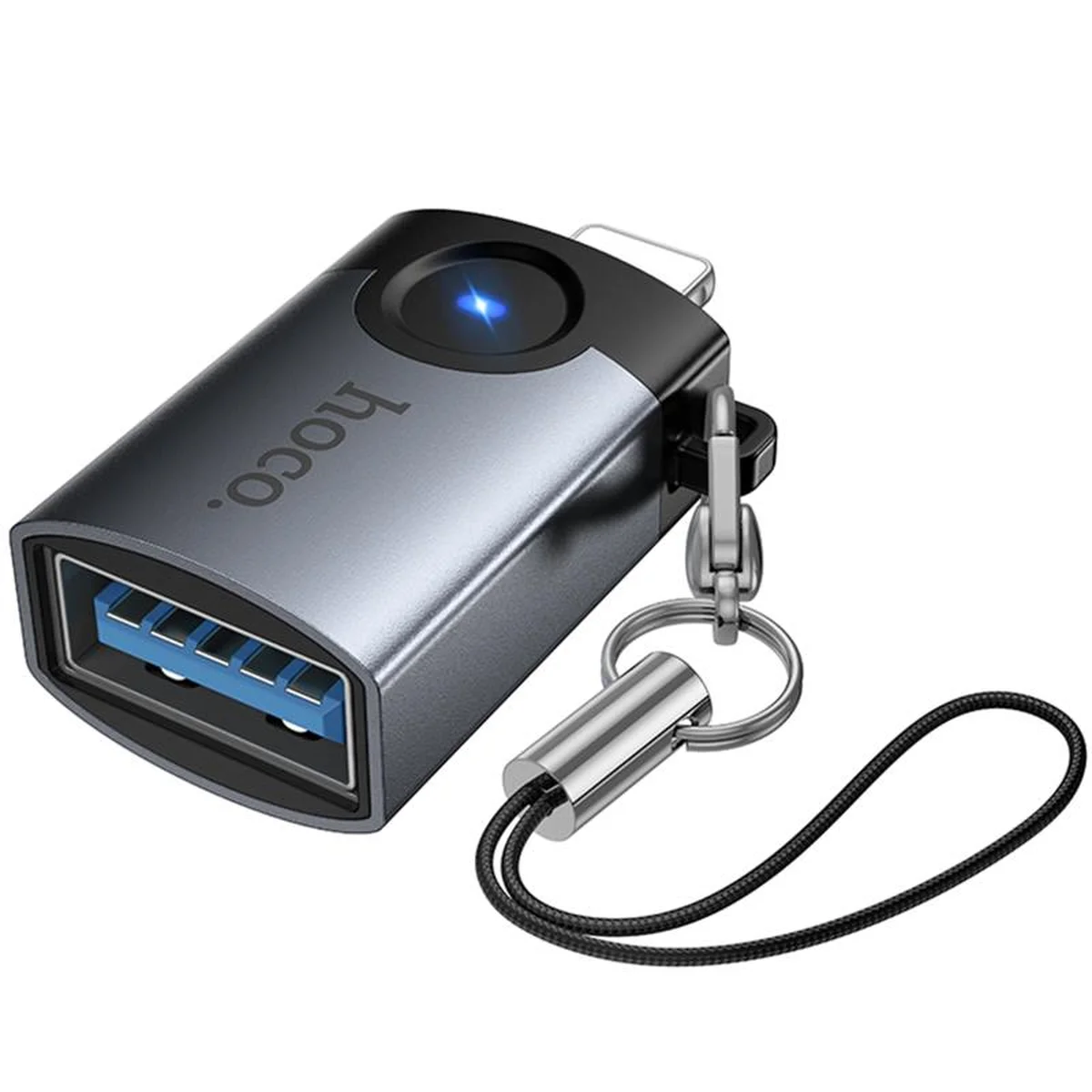 Переходник Hoco UA46 Lightning Male to USB Female USB2.0 Metal gray