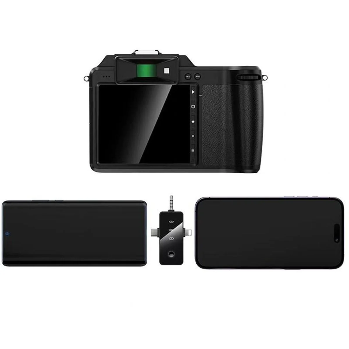 Петличный беспроводной микрофон Hoco L20B Fair 3in1 (Lightning/Type-C/3.5) Black