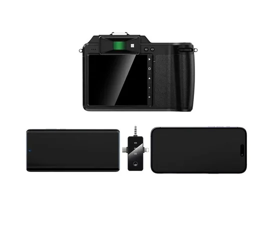 Петличный беспроводной микрофон Hoco L20B Fair 3in1 (Lightning/Type-C/3.5) Black