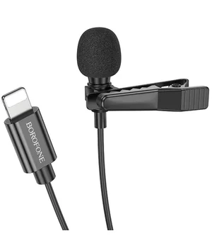 Микрофон петличный Borofone BFK11 Elegant lavalier Lightning (2m) Black Микрофон петличный Borofone BFK11 Elegant lavalier Lightning (2m) Black