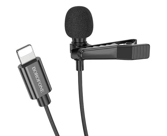 Мікрофон петличний Borofone BFK11 Elegant lavalier Lightning (2m) Black