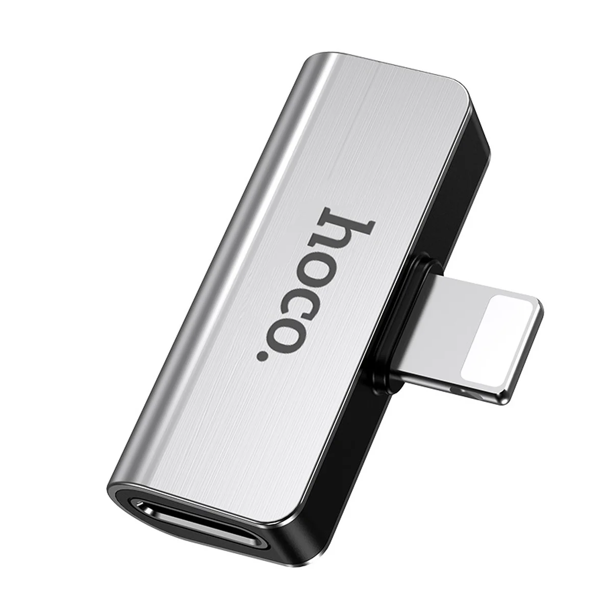 Перехідник Hoco LS24 Lightning to lightning audio / lightning Сталевий